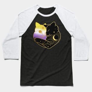 Nonbinary Celestial Cat Heart Baseball T-Shirt